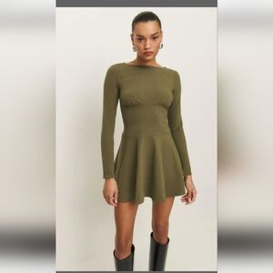 NWT REFORMATION Melissa Knit Dress In Dark Olive Size M